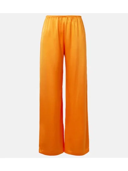 Pantaloni Leset din satin portocaliu