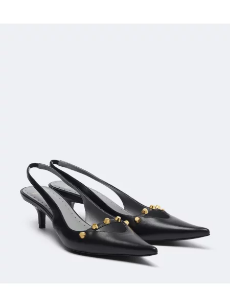 Pantofi cu toc Balenciaga din piele cu tepi slingback negru