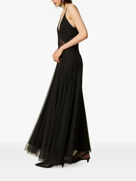 Lung rochie Twinset din tul negru