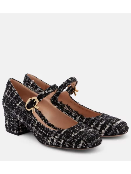 Pantofi cu toc Gianvito Rossi din tweed negru