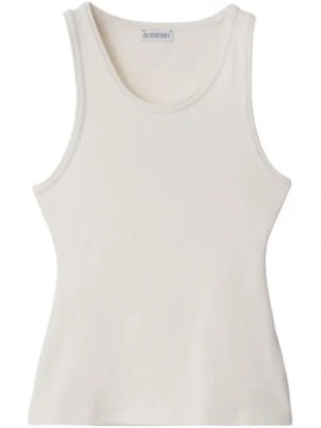 Top Burberry cu nervuri alb