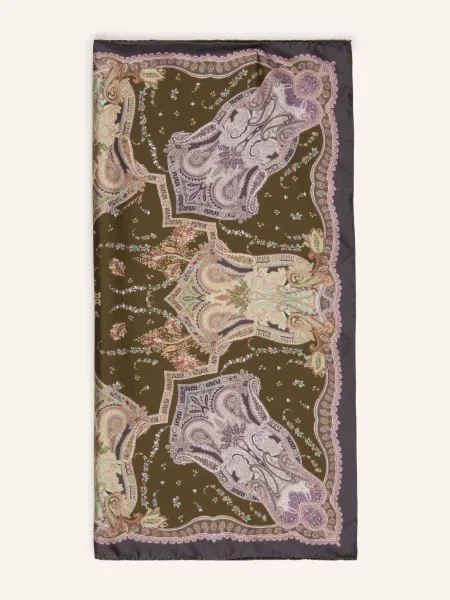 Riani Hedvábný Šátek olivová / tmavě / fialová šedá