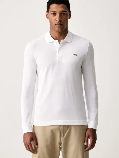 Tricou cu mânecă lungă Lacoste alb
