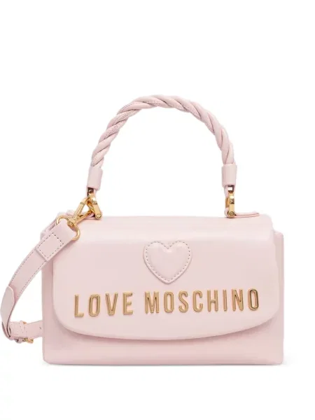 Geantă shopper Love Moschino cu motiv cu inimi roz