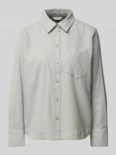 Bluzka koszulowa o kroju regular fit z czystej bawełny ze wzorem w jodełkę Tom Tailor