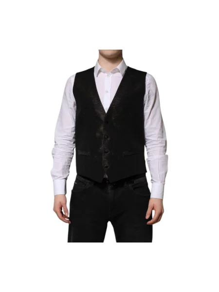 Kamizelka garniturowa Dolce And Gabbana biznesowa czarna