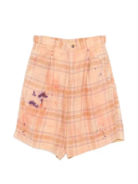 Pantaloni scurți R13 în carouri portocaliu
