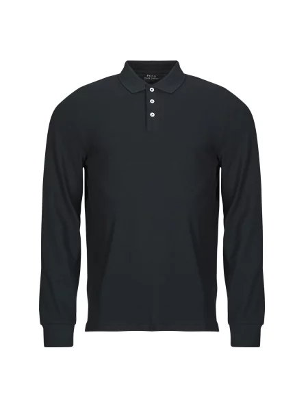 Polo majica Polo Ralph Lauren z dolgimi rokavi z mrežo črna