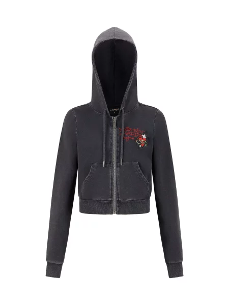 Ed Hardy Hanorac Flaming Tiger galben / galben pastel / rubiniu negru