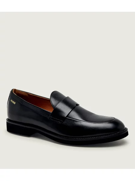 HUGO De piele pantofi loafer Ginsby_loaf_lt negru