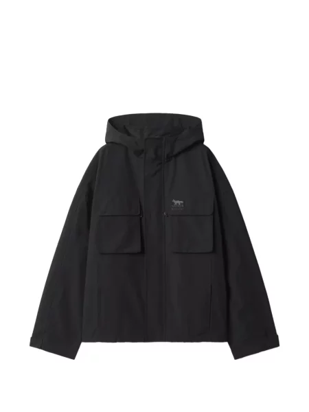 Geacă Maison Kitsune cu glugă cu autograf negru