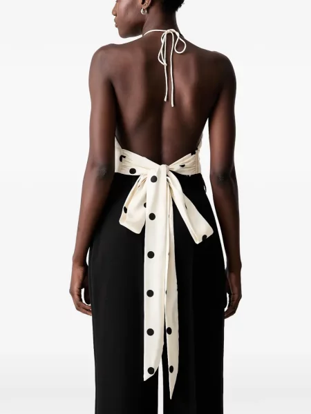 Top Bardot cu buline cu gât halter