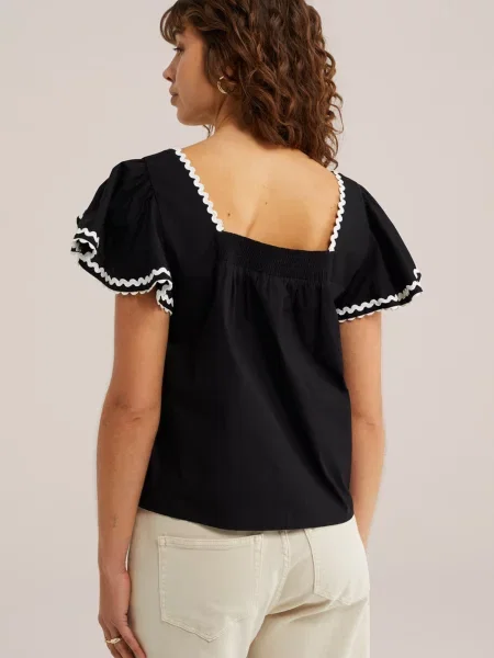 WE Fashion Bluză negru alb