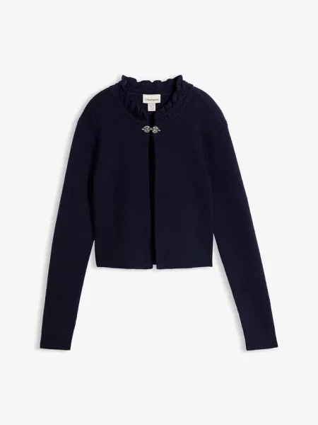 Sweter rozpinany w ludowym stylu niebieski