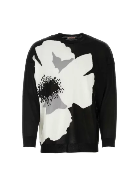 Lniany sweter Valentino Garavani czarny