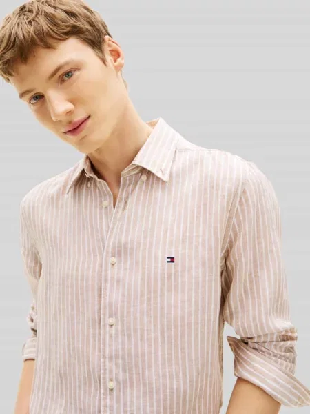 Tommy Hilfiger Koszula Lniana Regular Fit beige beżowa