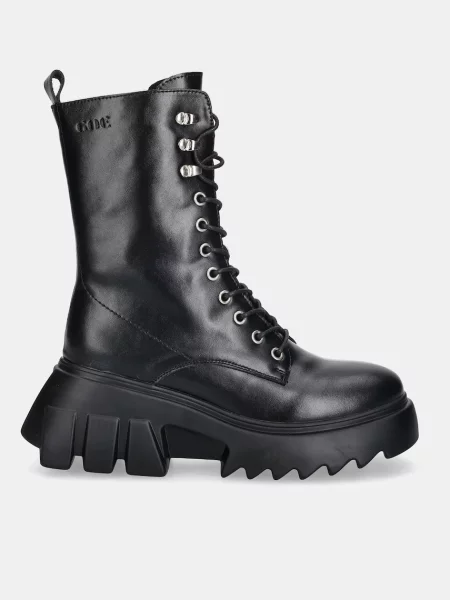 Шкіряні черевики GOE на платформі злегка утеплена BLACK чорний