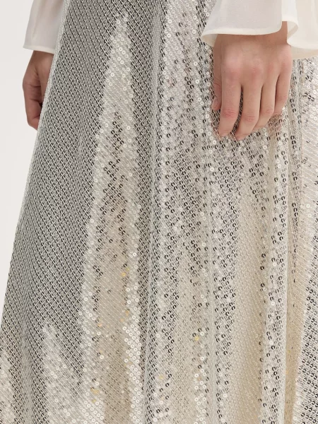 Спідниця OUI midi розкльошена срібний