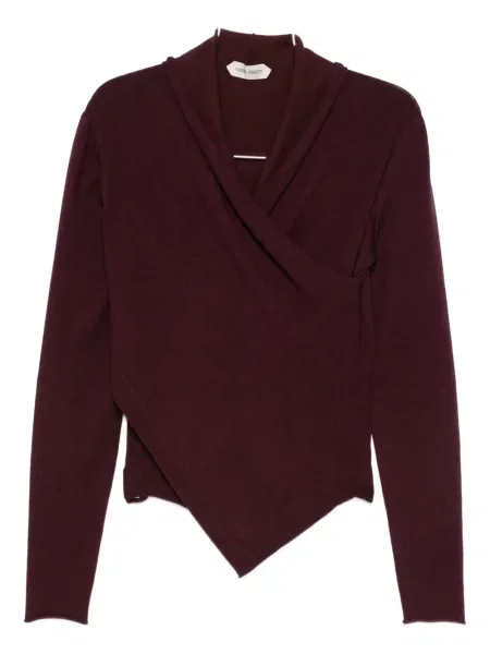 Top Alberta Ferretti de lână asimetric drapat violet