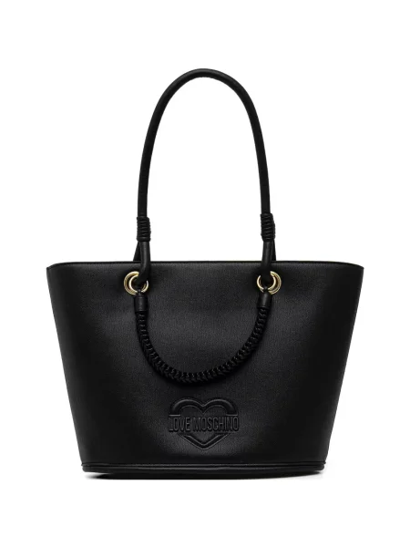 Чанта Love Moschino със сърца плетена черно