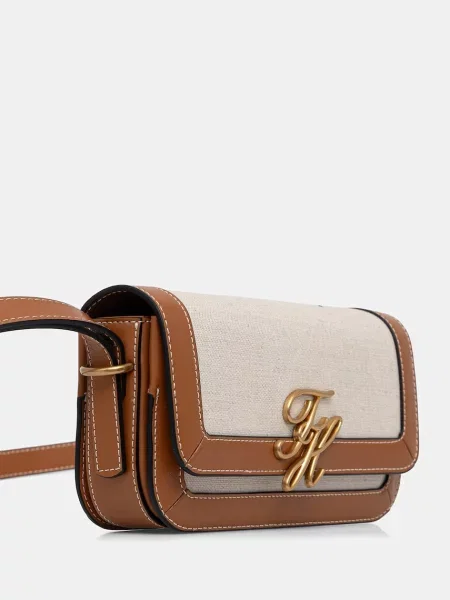 Tommy Hilfiger Geantă Th Script Flap Crossover Canvas Crem bej