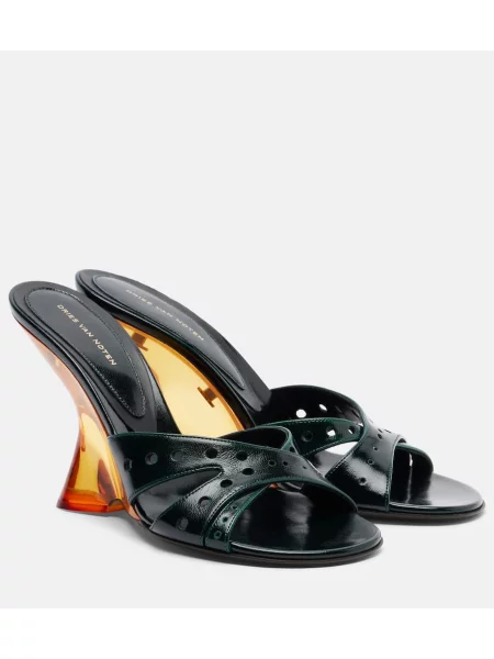Usnjene lakirane mules Dries Van Noten s polno peto zelena
