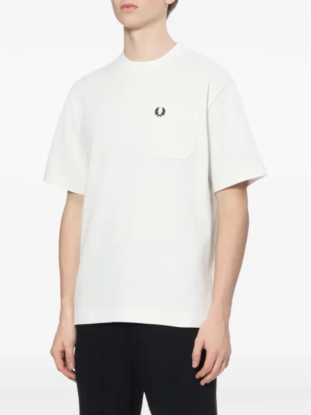 Tricou Fred Perry cu broderie alb