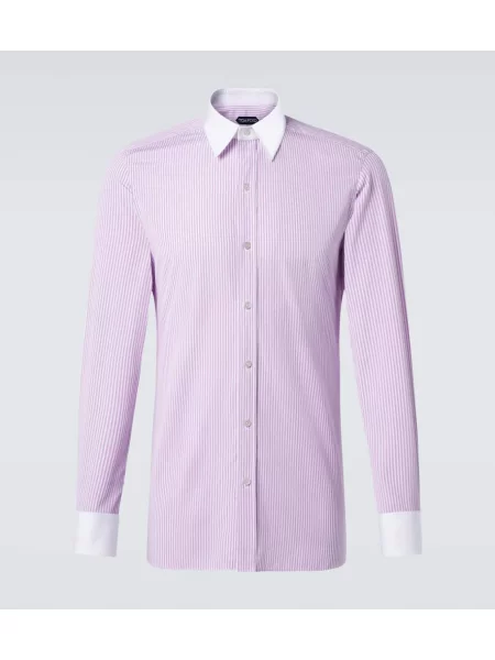 Pruhovaná poplínová košile Tom Ford růžová