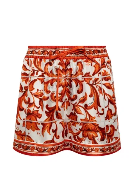Pantaloni scurți Dolce & Gabbana de mătase cu imagine alb