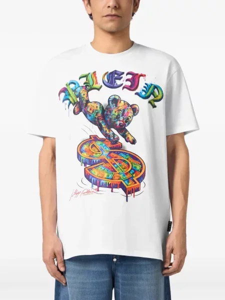 Tricou Philipp Plein cu imagine alb