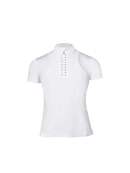 Dziewczęca konkursowa koszulka polo HKM Kids Glam biała