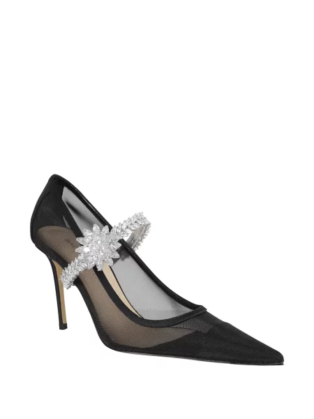Pantofi cu toc Mach & Mach cu model floral plasă negru