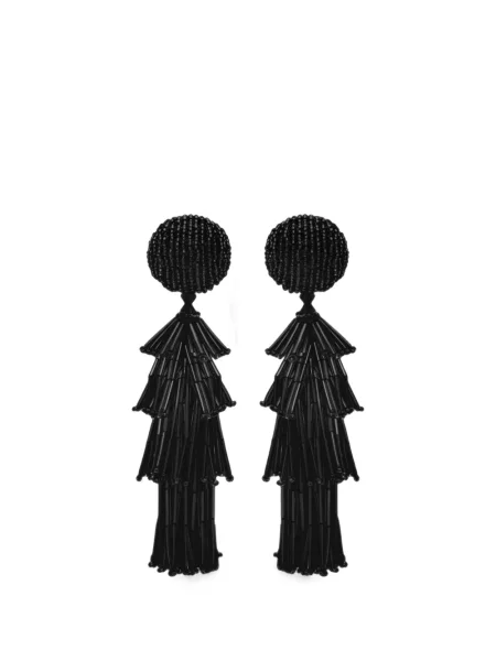 Cercei Oscar De La Renta cu mărgele negru