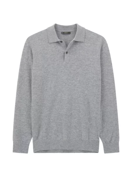 Tricou polo Boggi Milano de lână gri