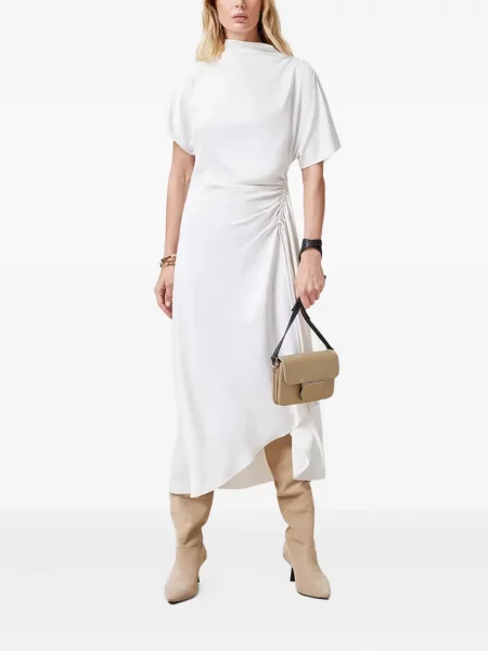 Φόρεμα Allsaints με βολάν λευκό