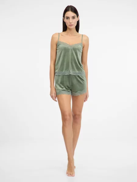 Zamatové šortky Orsay khaki