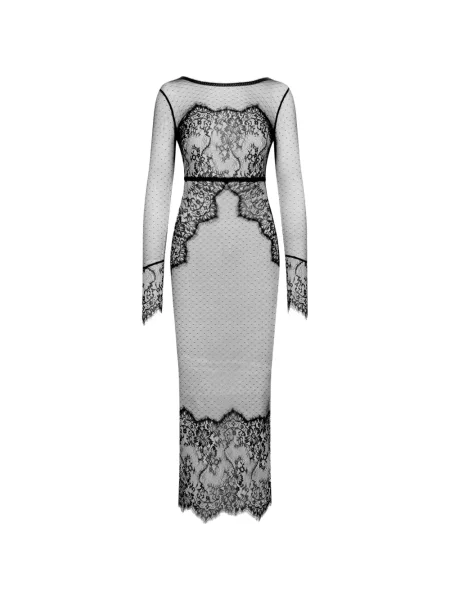 Rochie maxi Scandale din dantelă negru