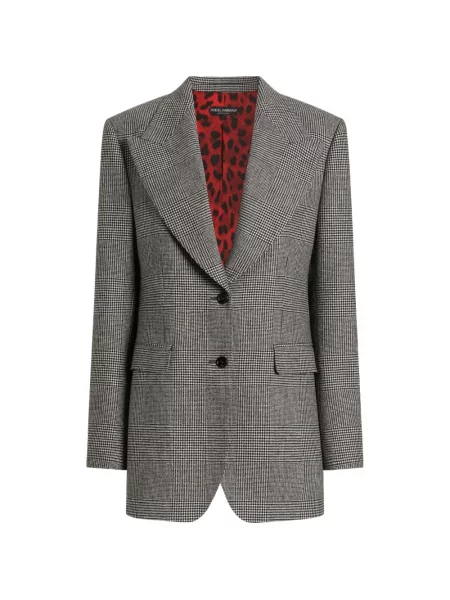 Geacă Dolce & Gabbana în carouri de flanelă gri
