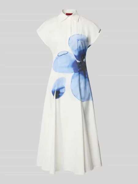 Rozkloszowana sukienka casualowa z czystej bawełny model GIORNO' Max&co. biała