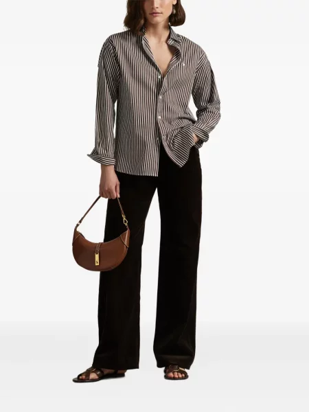 Spodnie Polo Ralph Lauren skórzane z nadrukiem z wzorem paisley czarne