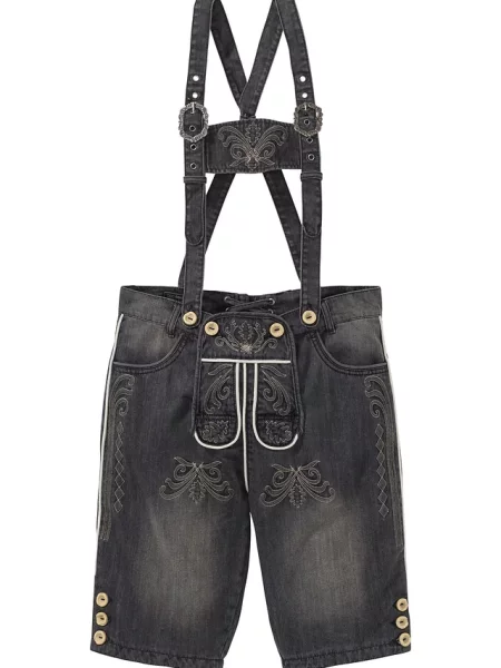 Bermudy jeansowe w ludowym stylu regular fit czarne
