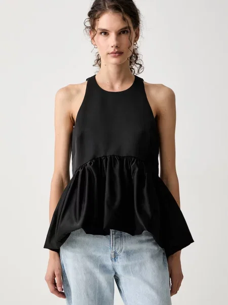 Max&Co. bluză cu volane pentru femei PIETRE negru