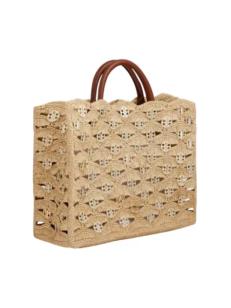 Torebka Paco Rabanne skórzana beżowa