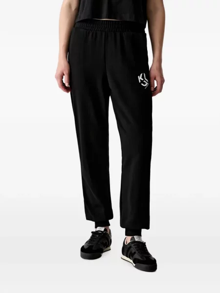 Pantaloni Karl Lagerfeld Jeans cu imagine alergare negru