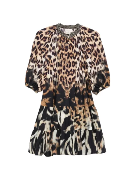 Rochie mini Camilla cu imagine cu model leopard maro