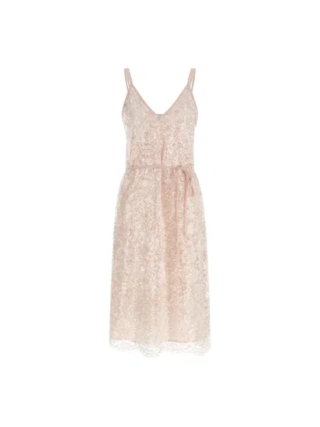 Sukienka midi Twinset koronkowa do kolan różowa