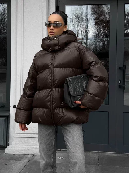 Пуховик Jadone Fashion коричневый