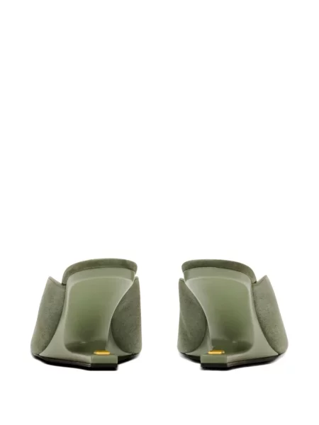 Papuci tip mules Balmain din piele de căprioară verde