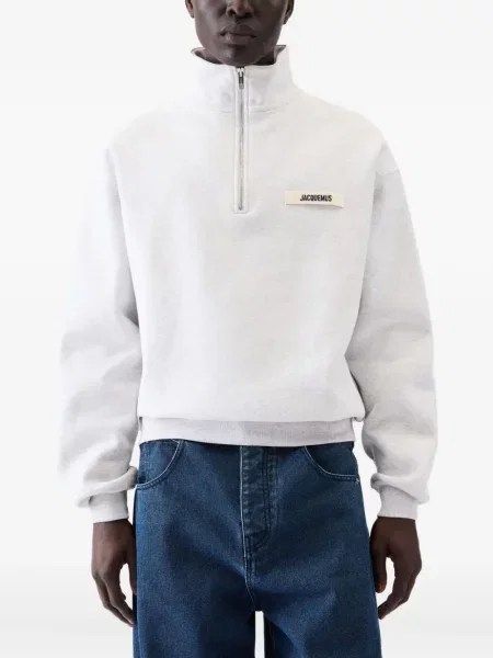 Pulover Jacquemus de jumătate de fermoar gri