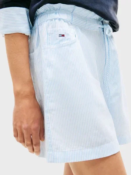 Льняные джинсовые шорты Tommy Jeans в полоску голубые